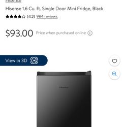 Hisense 1.6 Cu. ft. Single Door Mini Fridge, Black
