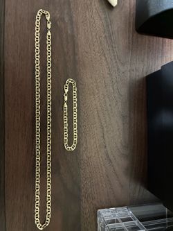 Gold Chain & Bracelet -Cadena & Esclava 10k