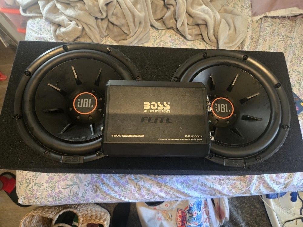 JBL Subwoofer And BOSS Amplifer