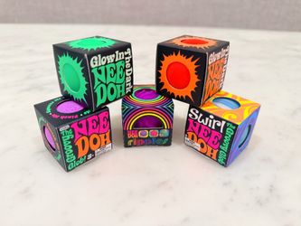 NeeDoh Squishy Fidget Toy Glow In The Dark Swirl Ripples The Groovy Glob Squish Blue Purple Green Orange Pink Brand New Nee Doh Authentic Super Squeez