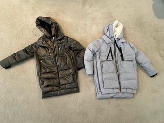 2 Orolay Womens Winter Ski Jacket Quilted Mid-Length Puffer Gray XS & Brown is 2XS