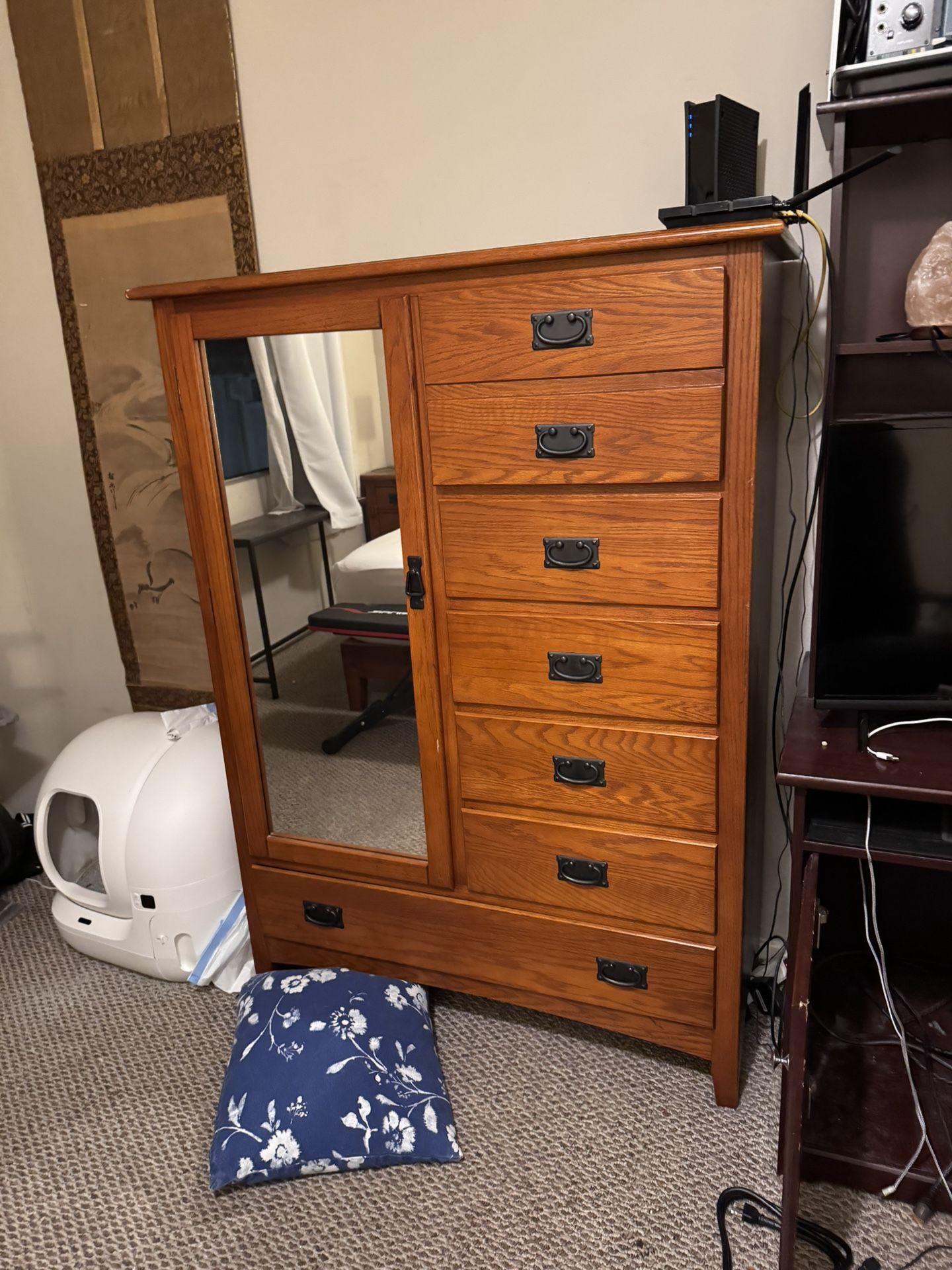 Solid Oak Mission Dresser with Mirror