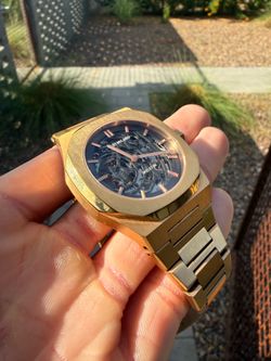 Like New D1 Milano rose gold stainless steel skeleton watch 41 mm