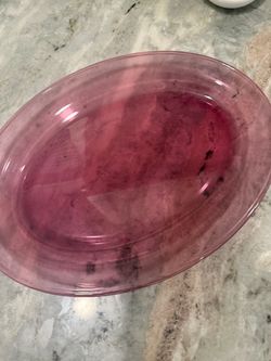 Vintage Corningware Pink Glass Oval Serving Platter