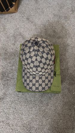 authentic Gucci Original GG Canvas Baseball Hat, blue/tan, size small