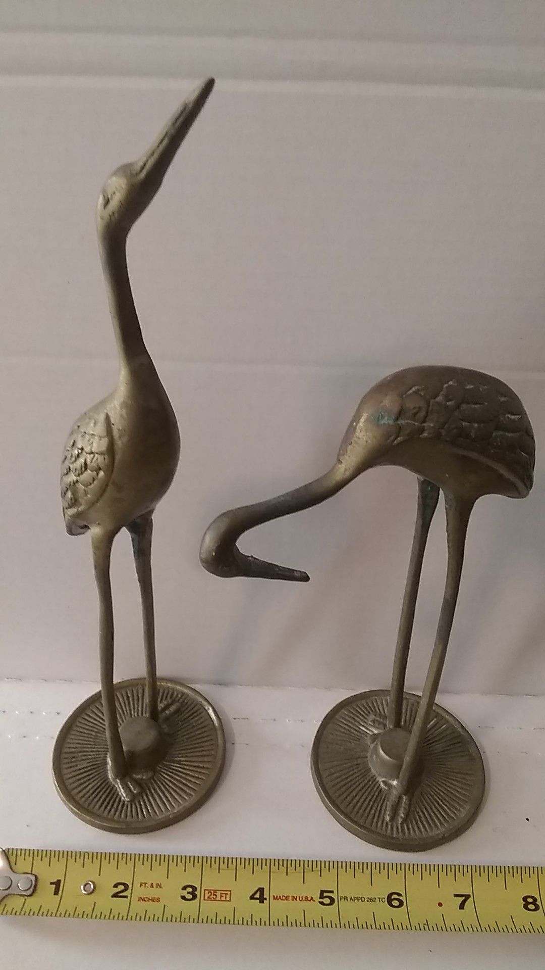 Vintage Solid Brass Crane Bird Set Made In Taiwan