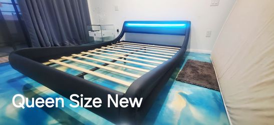Queen Size NEW NEW NEVER USED - LED Upholstered Bed Frame