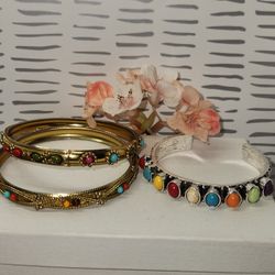 #2448, MID_CENTURY BRACELETS LOT NATURAL  MULTI STONES.  