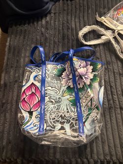 Ed Hardy Clear Tote Bag with Floral Print