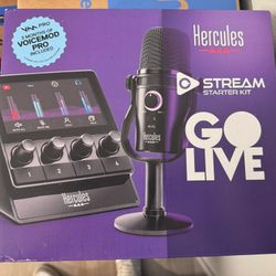 Hercules Stream Starter Kit, Includes Stream 100 and HUD-600 USB Microphone + 3 Months Voicemod Pro, Core Streaming apps pre-Integrated (OBS, Streamla