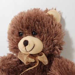 Fuzzy Friends Teddy Bear Stuffed Plush Tan & Orange
