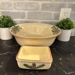 Christmas Furio Mistletoe Bowl & Dip Dish - Made in Italy - Kitchen Party serving ware - Simi Valley