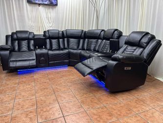 Power Reclining Sectional With Blutooth Speakers and LED Lights