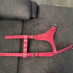 Pink Leather Dog Harness Large Size