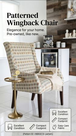 Patterned Wingback Accent Chair – Compact & Stylish
