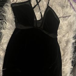 Black velvet strap dress