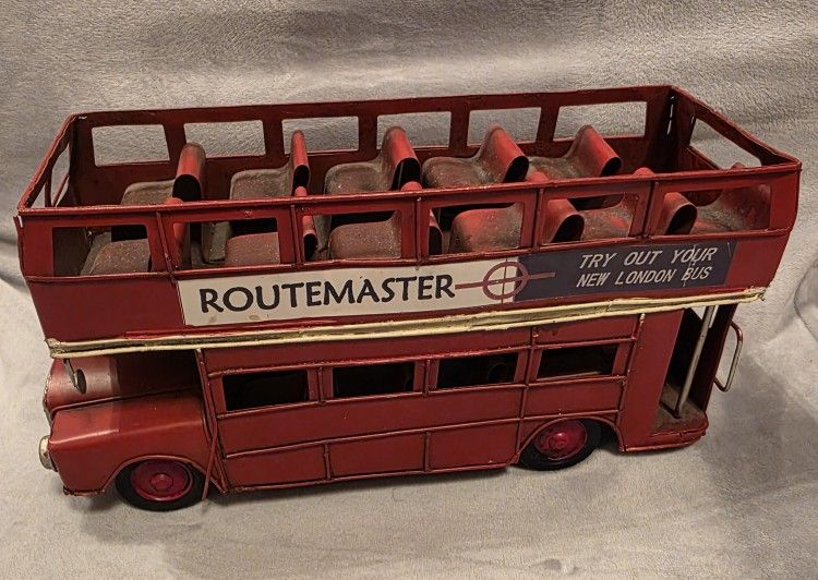 UK British Routemaster SightSee Double Decker Bus Metal Tin Vintage Transport