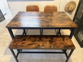 Table, Bench, 2 Chairs