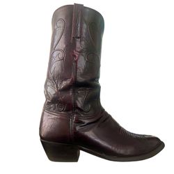 Lucchese Mens Black Cherry Leather Handmade Western Cowboy Boots 10.5 D L1105