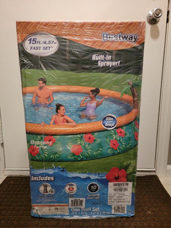 New 15 ft Bestway Fast Set Pool with Filter Pump & Built-in Palm Tree  Sprayer for Sale in Sterling Heights, MI - OfferUp | Swimmingpools