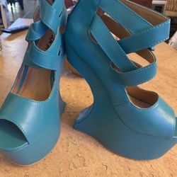 Teal color platform size 8