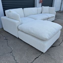 Gorgeous White Cloud Couch Sectional Sofa With Ottoman