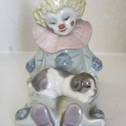 Lladro Spain Handmade Porcelain Collectible Figurine - Clown With Dog