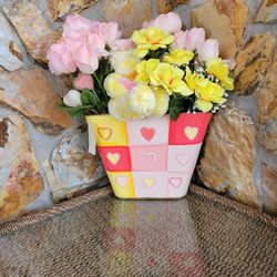 Valentine Wall Bucket With Yellow Plush Bear 