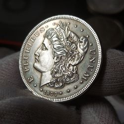 HIGH  GRADE OLD US NOVELTY-RESTRIKS 26.7 GR. SILVER PLATED 1877. 
