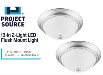 A000170A Project Source 2-Light 13-in Satin Nickel LED Flush Mount Light (2-Pack)