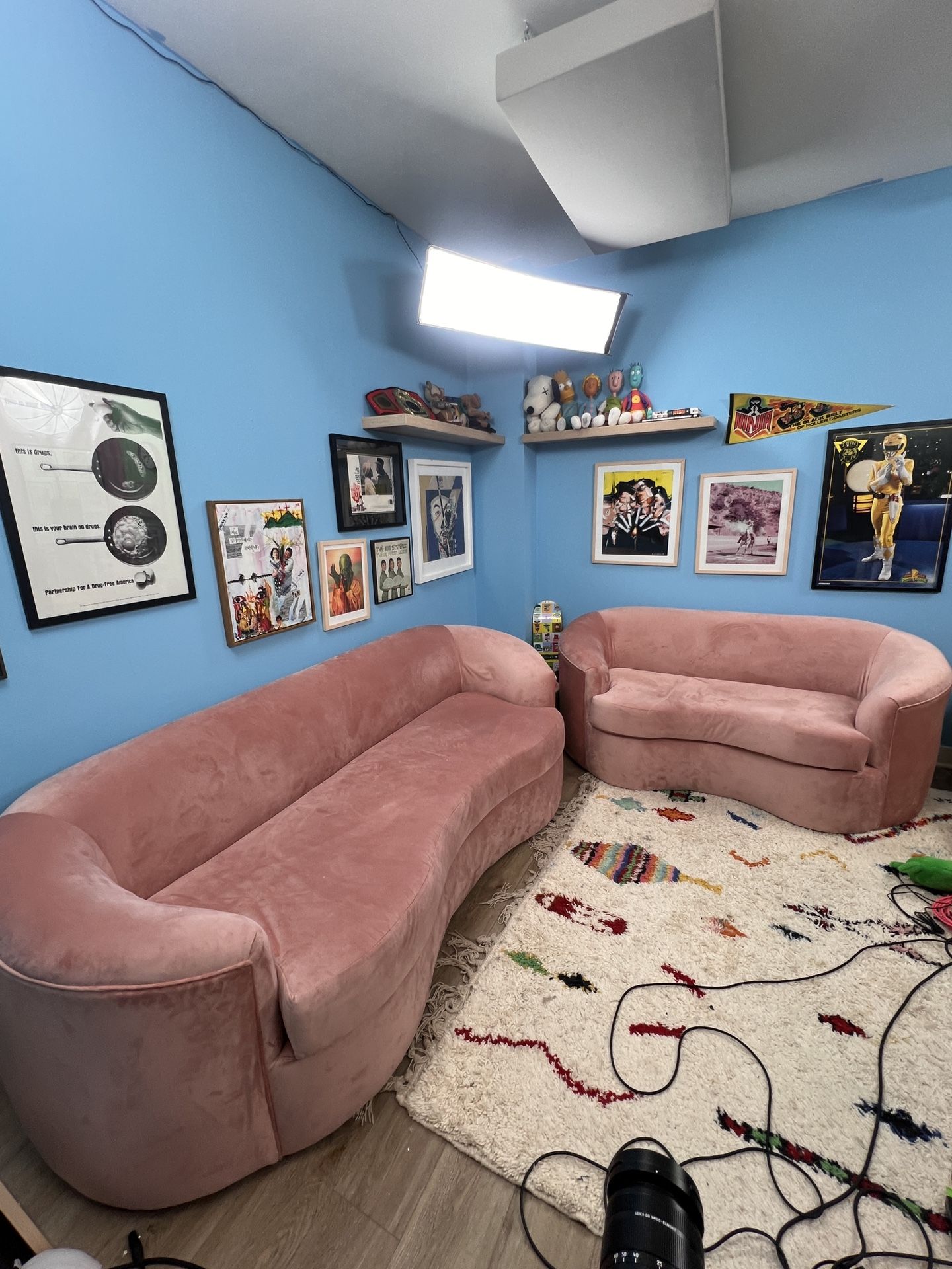 Pink plush Sofa 2 Set