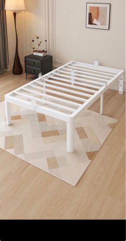White Metal Twin Platform Bed Frame