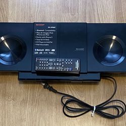Sharp DK-KP85P Slim Micro System features a top-mounted dock for Apple Lightning devices The system also supports Bluetooth technology for wireless