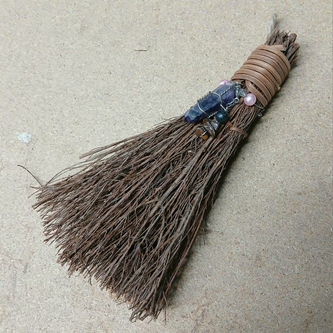 Scented "Witches Broom" With Amethyst & Tiger Eye