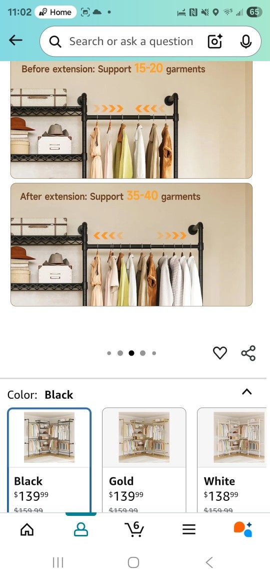 Hanging Clothes Rods/Closet Organizer System