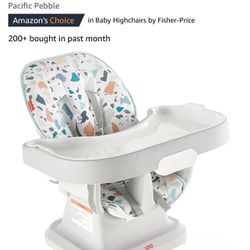 Fisher-Price SpaceSaver Simple Clean High Chair Baby to Toddler Portable Dining Seat with Removable Tray Liner, Pacific Pebble