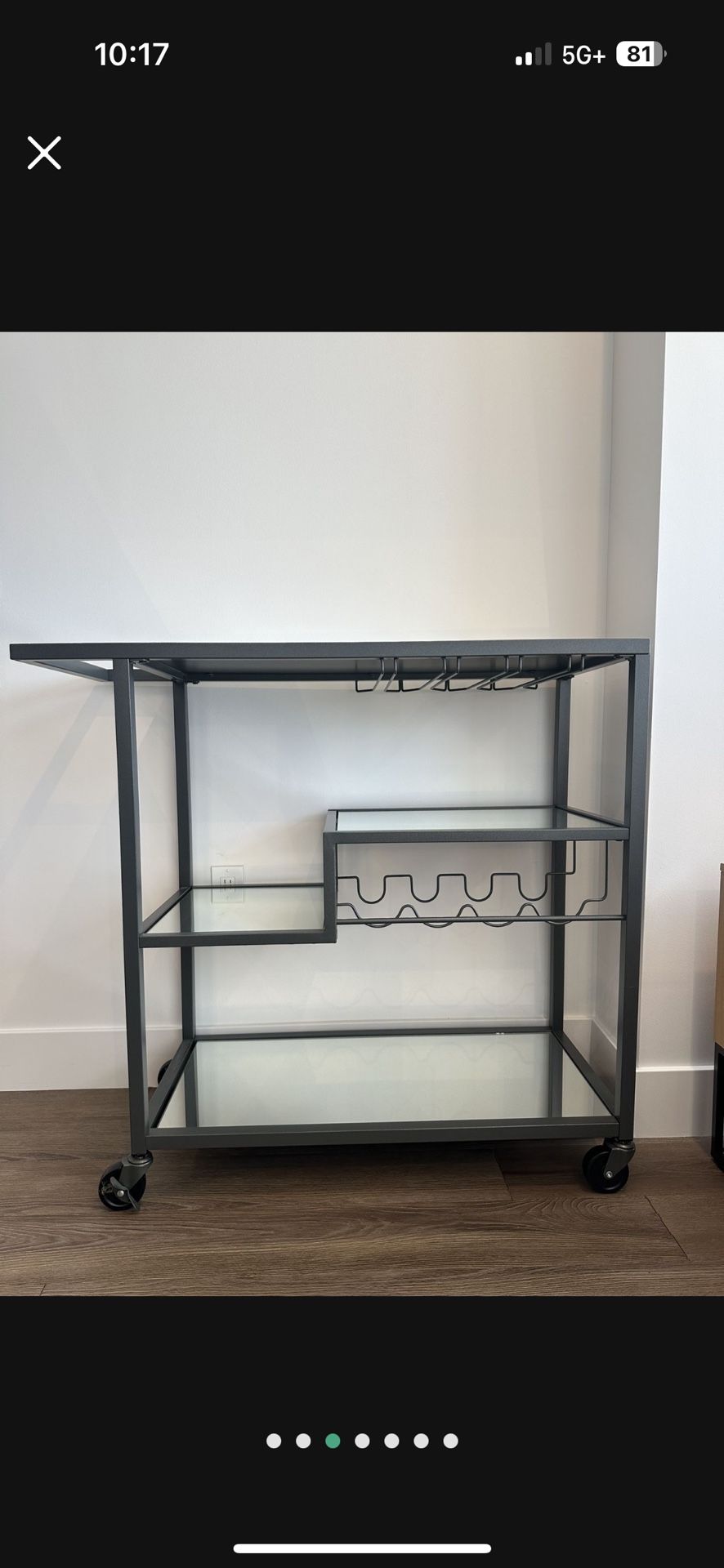 Gunmetal Black/ Mirror  Bar Cart