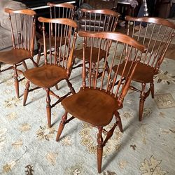 Ethan Allen, Set of 6 American Traditional Nutmeg Windsor back chairs