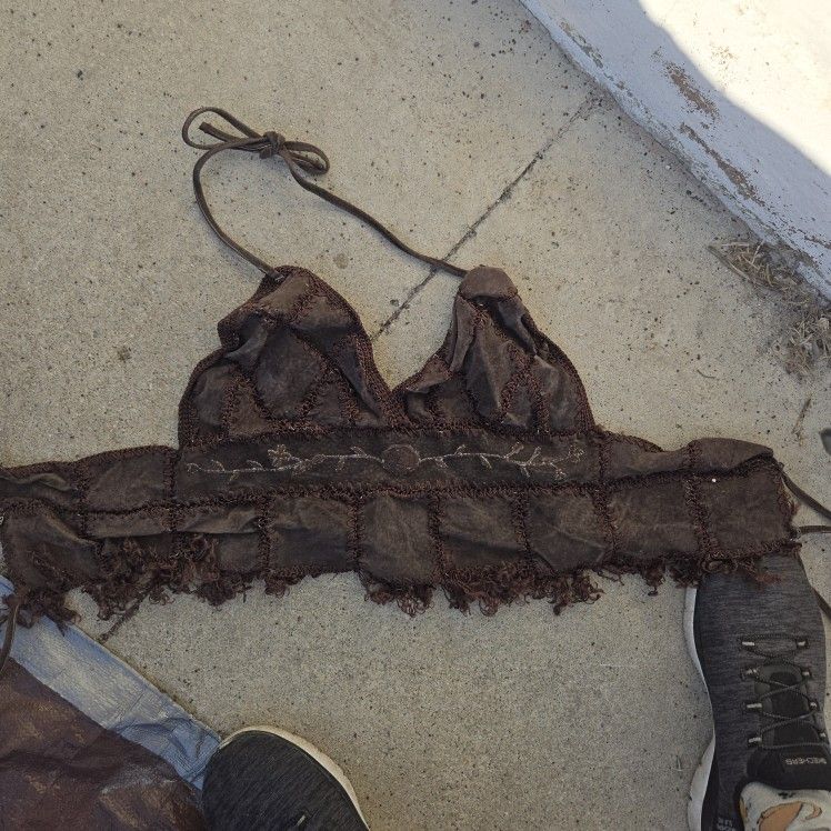 Brown Leather Halter Top