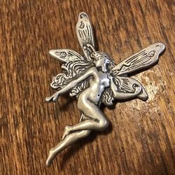 Sterling Fairy Pixie Brooch Silver Marked Shubes
