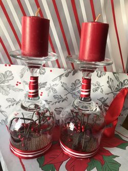 Glass Christmas Candle holders on sale $3