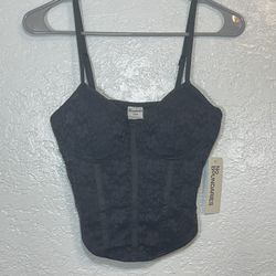 Women No Boundaries Black Lace Corset Top