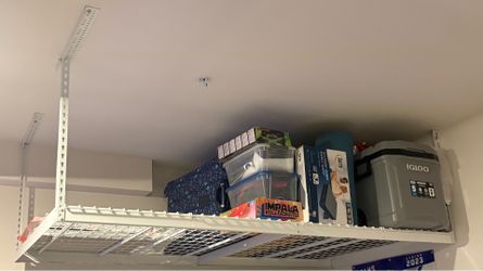 Heavy-Duty Overhead Garage Storage Rack – White – Excellent Condition