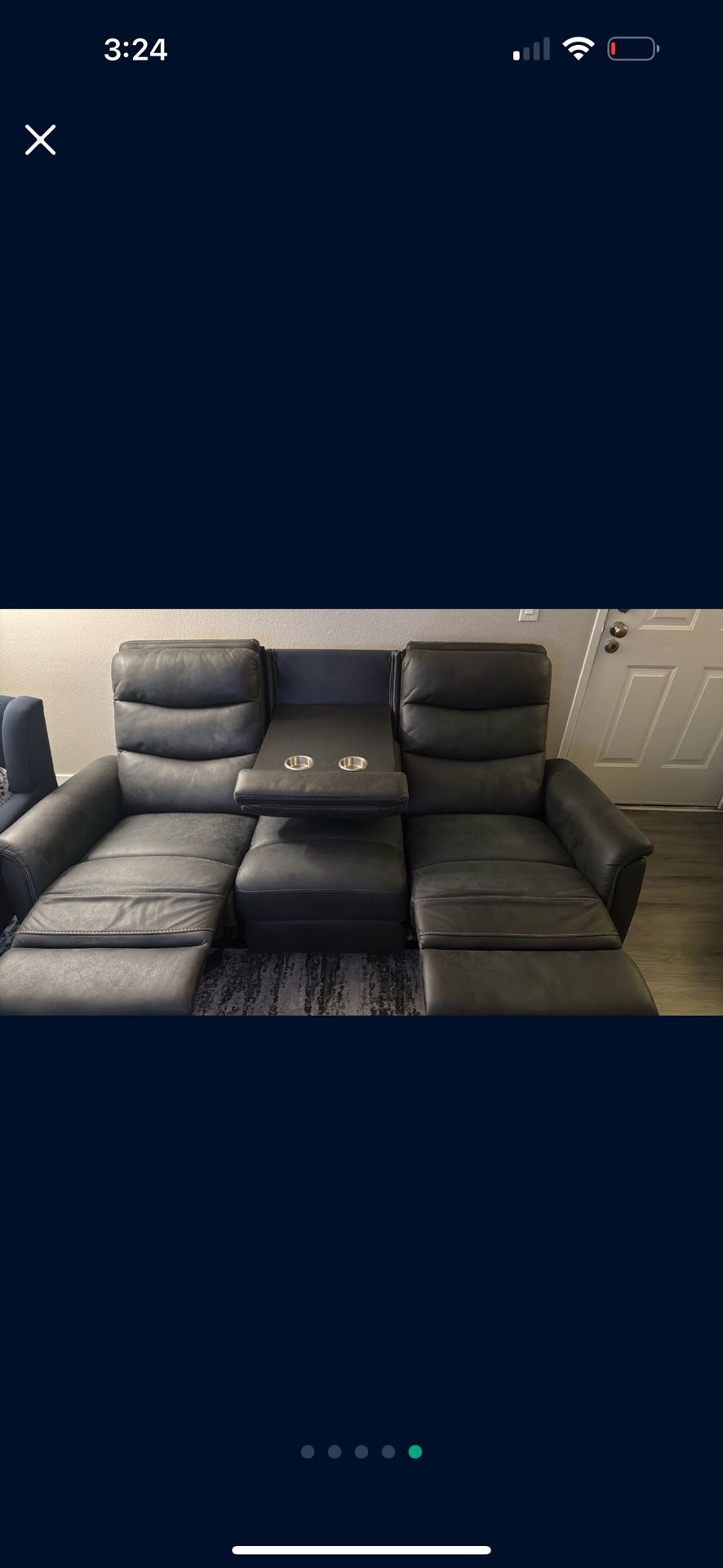 Beautiful Grey Reclining Sofa