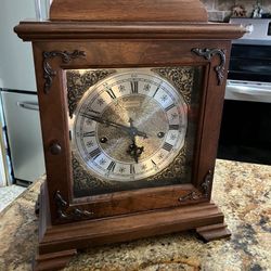 Vintage Hamilton Walnut Triple Chime Quarter Hour Mantel Clock - Works Well