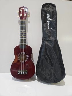 ADM 21 Inch Soprano Ukulele JU110N Gloss Mahogany Finish With Carrying Bag