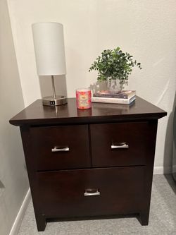 Dark wood Nightstand table side