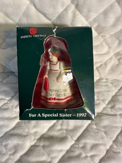 Vintage 1992 American Greetings Sister Christmas Ornament With Love To My Sister