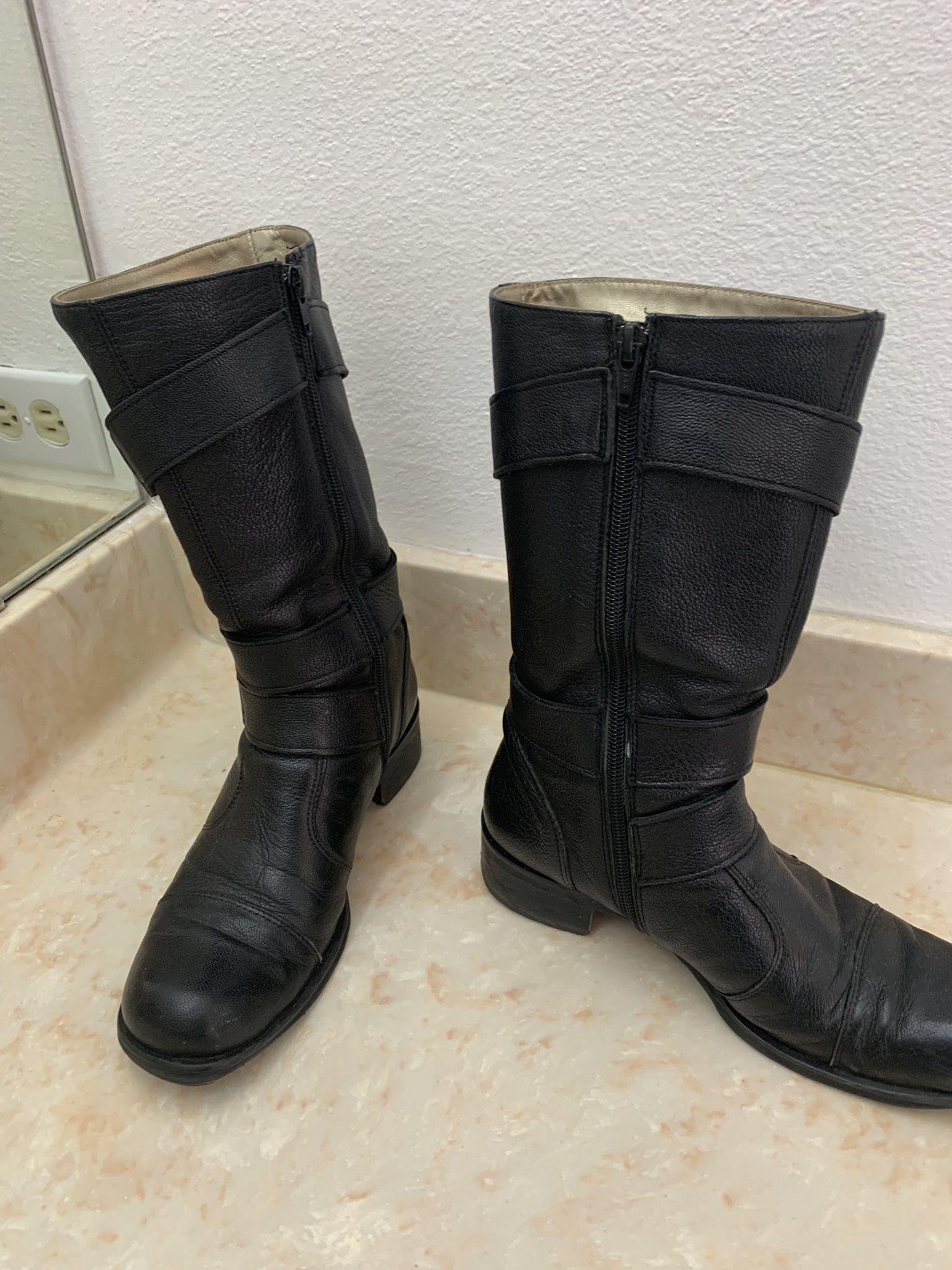 Women Boots Black Leather