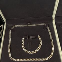 925 Sterling Silver 8mm Cuban Curb Set Solid Chain  Bracelet 